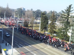 Demonstrators in Geneva asking for an independent international investigation