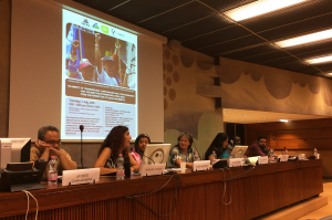 Manuela Mesa, Vice President o WILPF Spain, addressed the issue of TNCs and sexual violence at the side event on 7 July. 