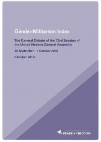 Purple and violet cover of "Gender-Militarism Index"